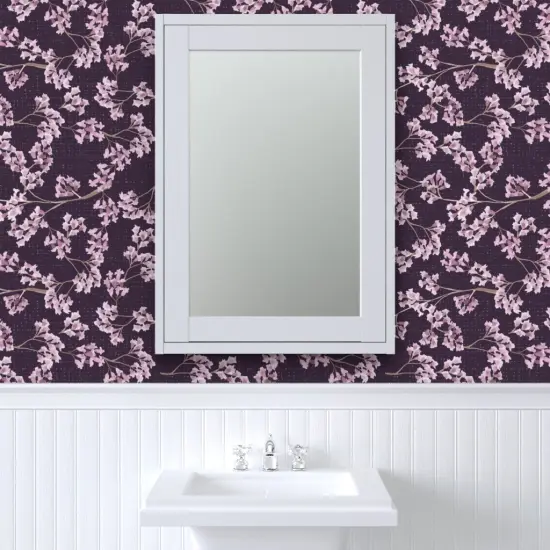 Peel & Stick Wallpaper 2FT Wide Moody Floral Botanical Nature Flowers Trees Plants Purple Jacaranda Poisonous Custom Removable Wallpaper by Spoonflower {6}