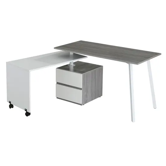 Techni Office Solutions 58" Gray Rotating Multi-Positional Modern Desk {1}