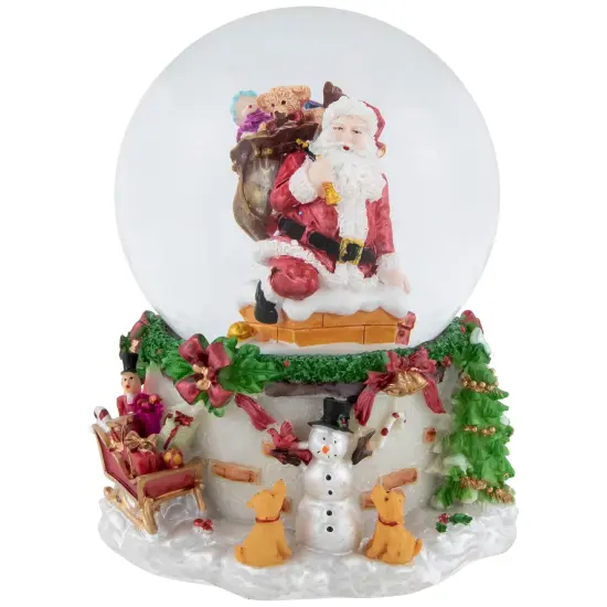 Northlight Santa Claus in Chimney Musical Christmas Snow Globe - 7" Red {1}