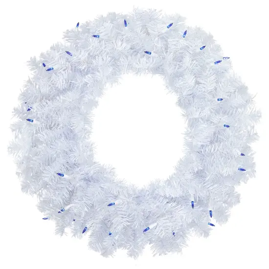 Northlight Pre-Lit Woodbury White Pine Artificial Christmas Wreath - 24" - Blue Lights {1}