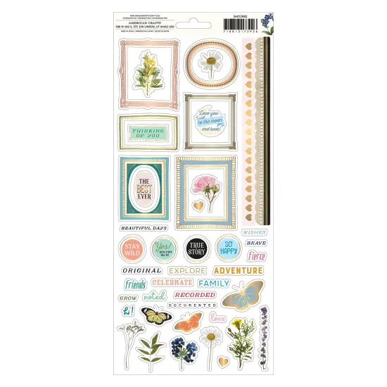 BoBunny Brighton Stickers 6"X12" Sheet 100/Pkg-W/Gold Foil {2}
