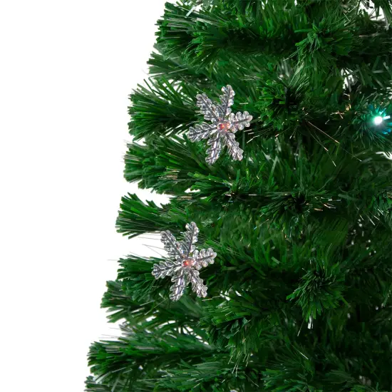 Northlight Pre-Lit Potted Color Changing Fiber Optic Artificial Christmas Tree with Snowflakes - 4' Green {5}