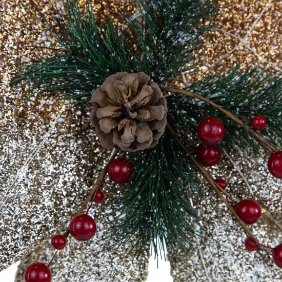 Northlight 23" LED Lighted Champagne Gold Ombre Mesh Bow Christmas Decoration {5}