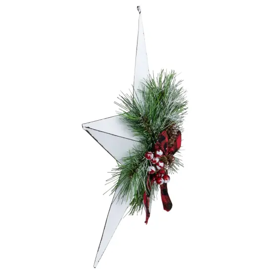 Northlight 17" White 5 point Christmas Star With Plaid Ribbon with Artificial Pine {6}