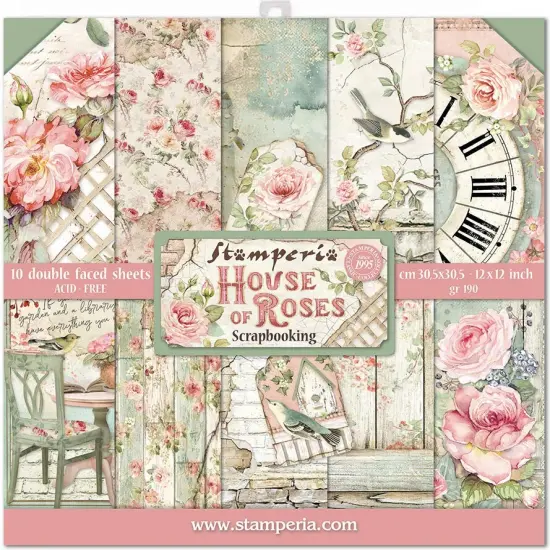 Stamperia Double-Sided Paper Pad 12"X12" 10/Pkg-House Of Roses, 10 Designs/1 Each {1}
