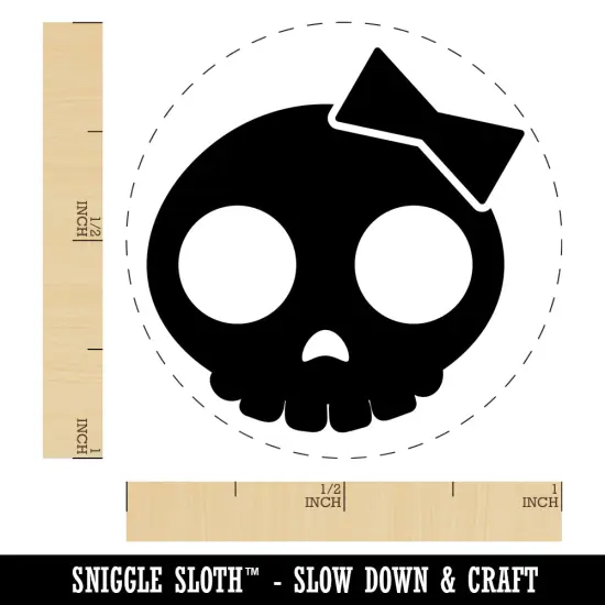Sassy Skull with Hairbow Self-Inking Rubber Stamp for Stamping Crafting Planners Red {1}