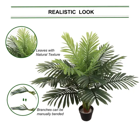Elegant 36-Inch Fan Palm - Lush Indoor Greenery with 18 Wide Leaves for Stylish Home Decor, Floral Home by Artificial Flowers {3}