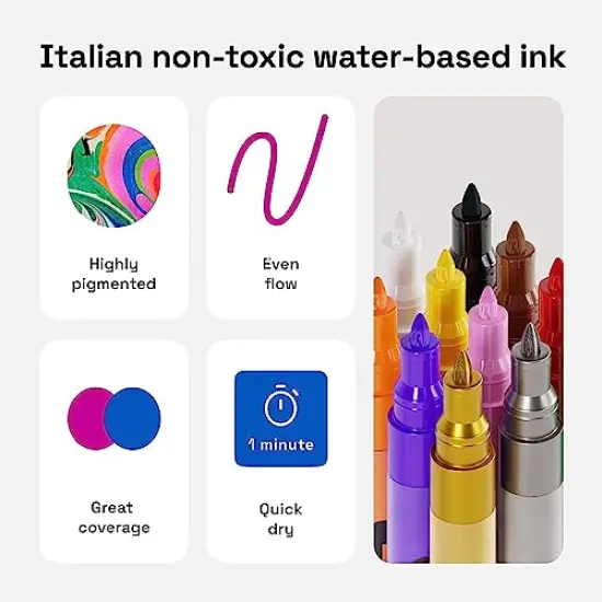 Paint Pens for Rock Painting, Stone, Ceramic, Glass, Wood, Canvas. Set of 12 Acrylic Paint Markers Extra-fine Tip {4}