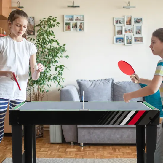 Costway 4-in-1 Combo Game Table 49" Foosball with Pool Billiards Air Hockey Table Tennis {4}