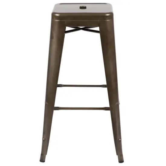Emma and Oliver 4 Pack 30" High Metal Indoor Bar Stool - Stackable Stool Gun Metal {3}