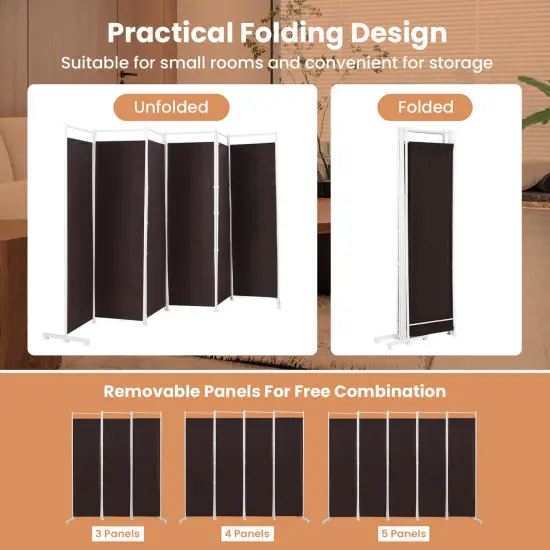 6-Panel Room Divider Folding Privacy Screen Brown {5}