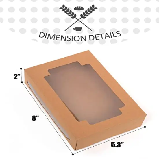 36 Packs Auto-pop up Kraft Cookie Boxes for Gift Giving 8x5.3x2 inch Brown Treat Box with Window One Second Folding Bakery Box for Donuts Candies and Biscuit {4}