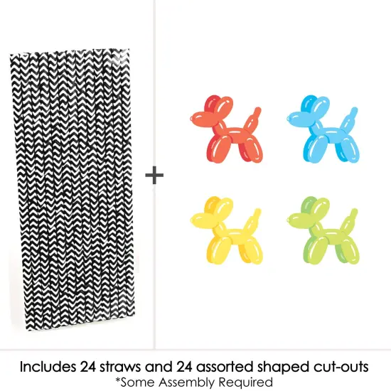 Big Dot of Happiness Balloon Animals - Paper Straw Decor - Happy Birthday Party Striped Decorative Straws - Set of 24 {4}