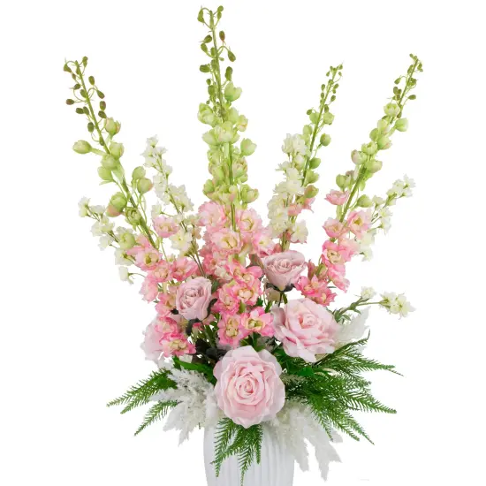 Northlight Real Touch&trade; Pink Delphinium Artificial Floral Stems, Set of 6 - 40" {7}