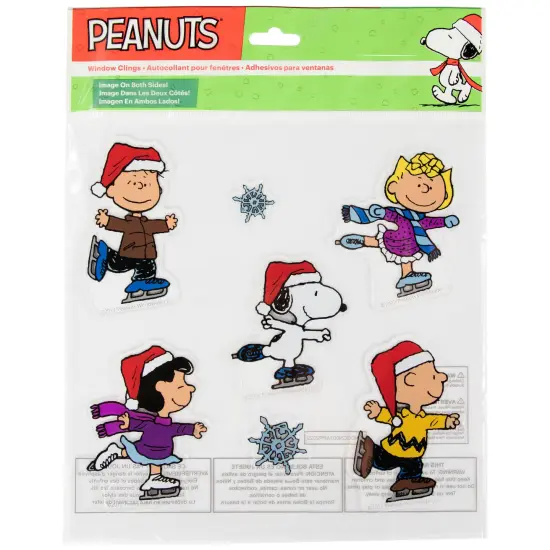 Northlight 7-Piece Peanuts Characters Ice Skating Christmas Jelz Window Clings Red {6}