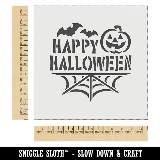 Happy Halloween Bats Spider Web Jack-O'-LanternWall Cookie DIY Craft Reusable Stencil {1}