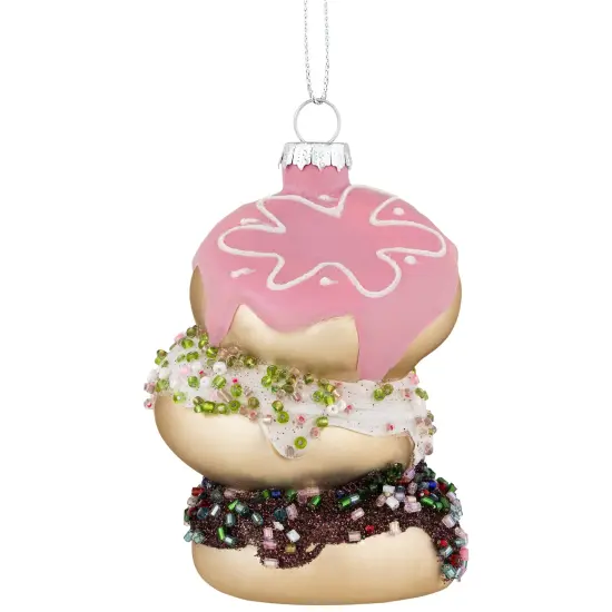 Northlight 3.75" Triple Stacked Doughnuts Glass Christmas Ornament Brown {1}