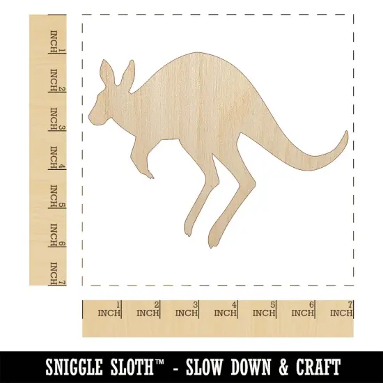 Leaping Red Kangaroo Silhouette Australian Marsupial Unfinished Wood Shape Piece Cutout for DIY Craft Projects {1}