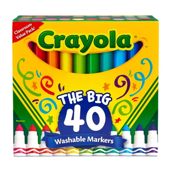 Washable Markers, Broad Line, Assorted Colors, Pack of 40 {1}