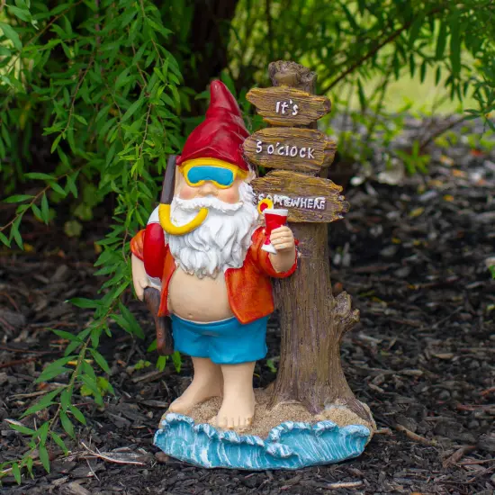 Northlight 10.5" Red and Blue Beach Gnome Outdoor Garden Statue {3}