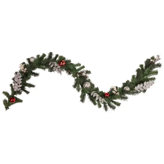 Northlight Pre-Lit LED Battery Operated Pre-Decorated Pine Christmas Garland - 6' x 10" - Warm White Lights Green {1}