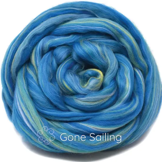 100% Superfine Merino Fiber: Winner's Circle. Soft Combed Top Roving Color Blend for Spinning, Felting, Weaving Gone Sailing {2}