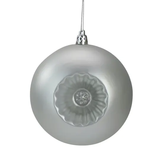 DAK Shatterproof Matte Retro Reflector Christmas Ball Ornaments - 4" (100mm) - Silver - 6ct {1}
