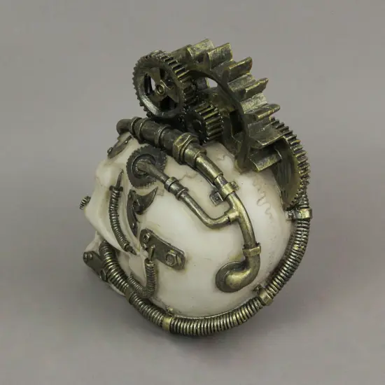 Steampunk Gear Head Skeleton Skull Figurine Decorative Punk Home Decor Sculpture {5}