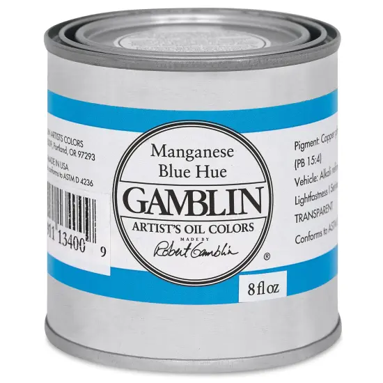 Gamblin Artist's Oil Color - Manganese Blue Hue, 8 oz Can {2}