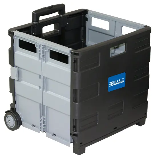 Folding Cart on Wheels w/Lid Cover, 16" x 18" x 15", Black/Gray {2}