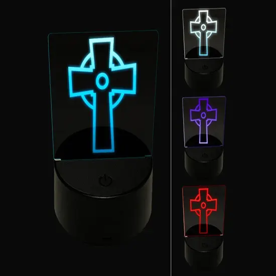 Celtic Cross Simple Outline 3D Illusion LED Night Light Sign Nightstand Desk Lamp {1}