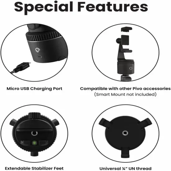 Pivo Pod Auto Face Tracking Phone Holder, 360&deg; Rotation with Remote Control, Smart Mount, Travel Case {3}