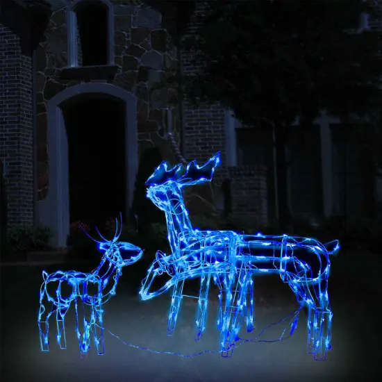 3 Piece Christmas Light Display Reindeers with 229 LEDs Blue {1}
