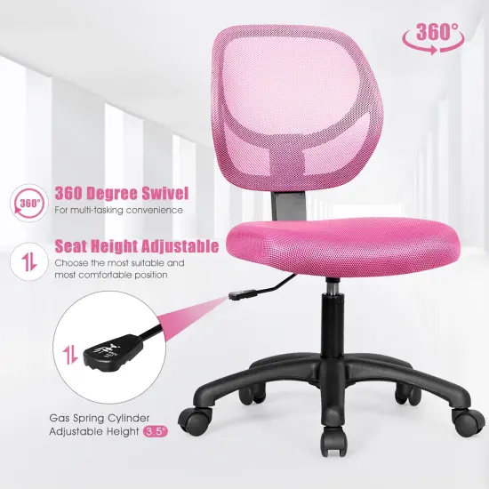 Costway Mesh Office Chair Low-Back Armless Computer Desk Chair Adjustable Height BluePinkPurple {9}