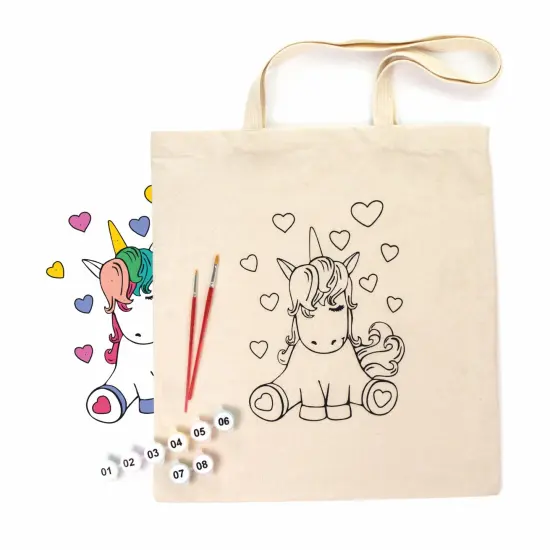 ROSATalent: Eco-Friendly Cotton Ecobag Coloring Kit &ndash; Unicorn (220 GSM, 38x42 cm) {1}