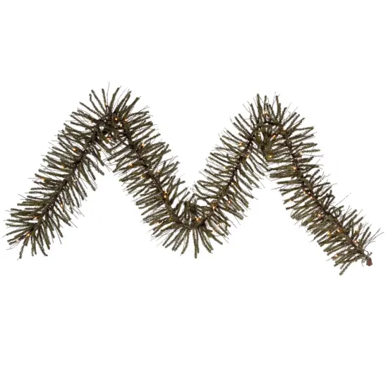 9' x 10" Vienna Twig Garland - 50 Warm White LED Lights Brown, Green {1}