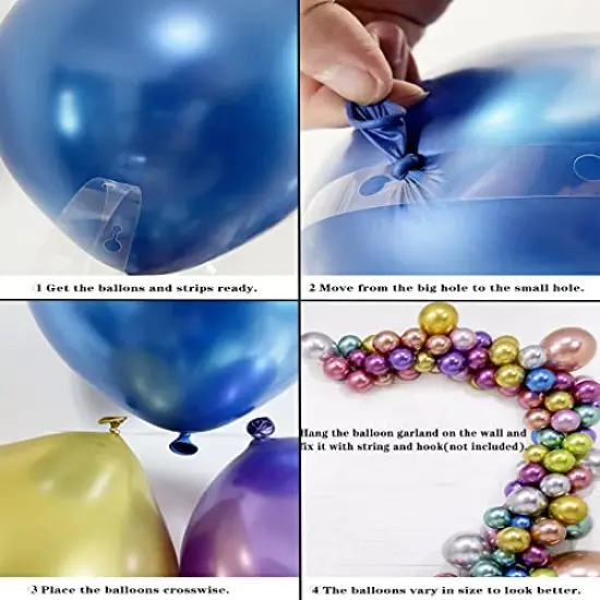 100pcs 12inch Chrome Metallic Balloons - Colorful Party Balloons for Birthday Decoration, Arch Decoration, Wedding, Baby Shower, and Christmas Party {5}
