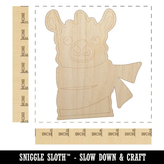 Llama with Scarf Unfinished Wood Shape Piece Cutout for DIY Craft Projects {1}