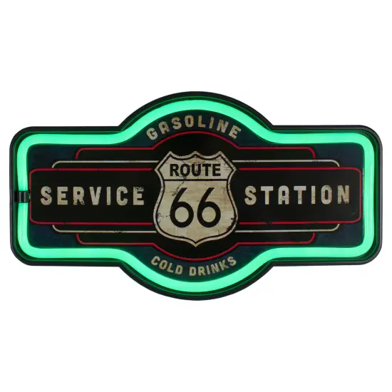 Northlight LED Route 66 Service Station Neon Lighted Wall Sign Black {3}