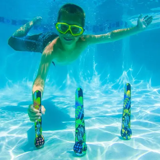 Swim Central Set of 3 Vibrantly Colored Swimming Dive Bombs 11.25" Blue {3}