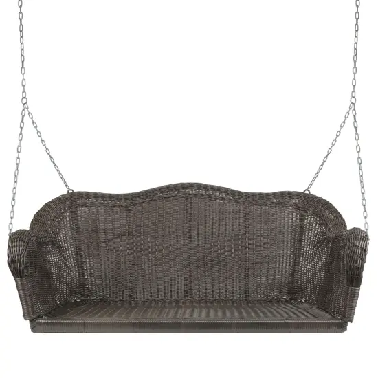 Northlight Hand Woven Resin Wicker Porch Swing with Chain - Chocolate Brown {1}