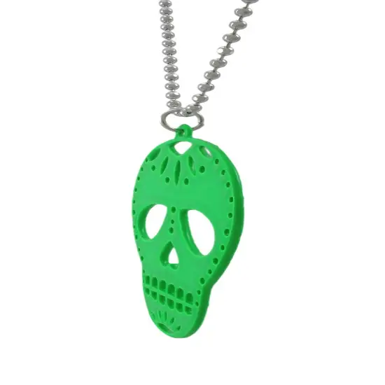 Green Enamel Sugar Skull Necklace DOD {3}