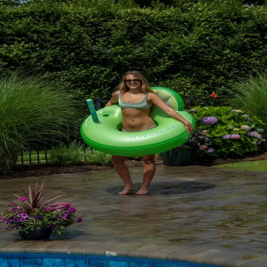 Swim Central Inflatable Margarita Lime Wedge Swimming Pool Float - 41" - Green {7}