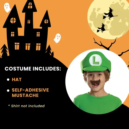 Super Mario Bros. LuigiHat and Mustache Child Costume Kit {4}