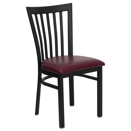 Emma and Oliver School House Back Metal Restaurant Dining Chair BurgVYL/BlackMetal {1}