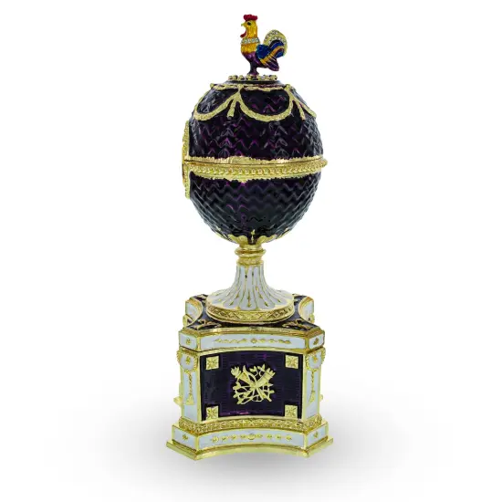 1904 Kelch Chanticleer Royal Imperial Musical Easter Egg in Purple Enamel {3}