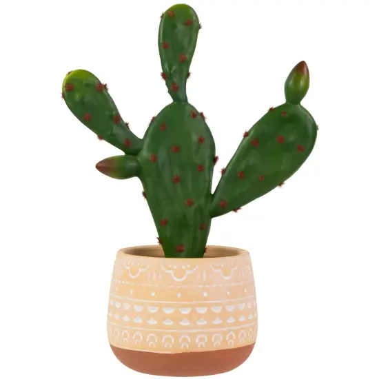 Northlight Real Touch&trade; Artificial Green and Red Potted Floral Cactus - 9.5" {1}