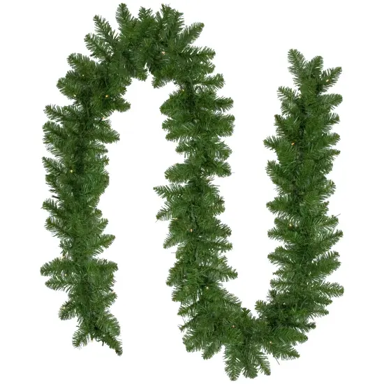Northlight Pre-Lit Battery operated Whitmire Pine Christmas Garland - 9' x 10"- Warm White LED Lights Green {1}