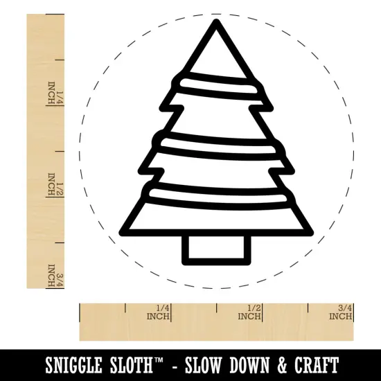 Christmas Tree with Garland Ribbon Self-Inking Rubber Stamp Ink Stamper for Stamping Crafting Planners Green {1}