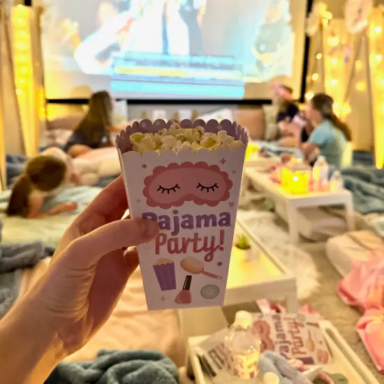 Big Dot of Happiness Pajama Slumber Party - Girls Sleepover Birthday Party Favor Popcorn Treat Boxes - Set of 12 {4}